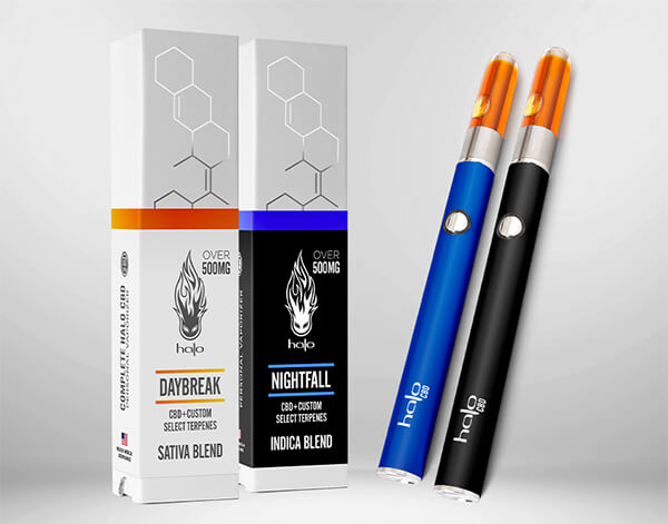 Halo CBD Starter Kit Blue and Black Halo CBD Devices with Packaging