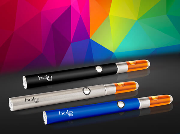 Three Diffeent Color Halo Full Spectrum CD Kits on Kaleidescope Background