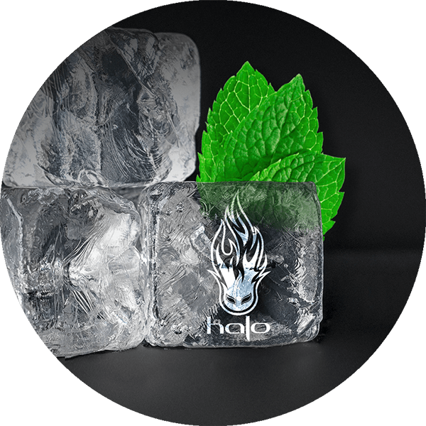 Award Winning Menthol Vape Juice Halo Flame Logo Carved into Ice Cubes