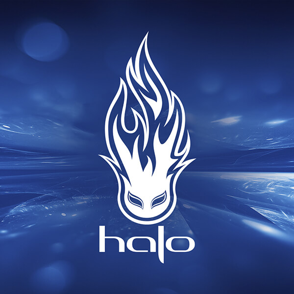 White Halo Flame Logo On Water Background