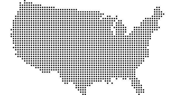 Dot Matrix Map of The United States in Black and White